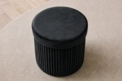 Runder Hocker ÉLAN 40cm schwarz Samt faltbar mit Stauraum