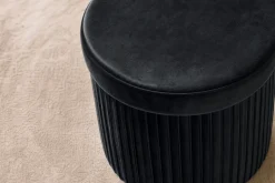 Runder Hocker ÉLAN 40cm schwarz Samt faltbar mit Stauraum