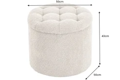 Runder Hocker MODERN BAROCK 50cm champagner Bouclé mit Stauraum