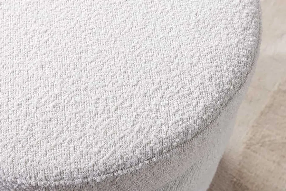 Runder Hocker VOGUE 50cm creme weiß Bouclé Polsterhocker mit Stauraum