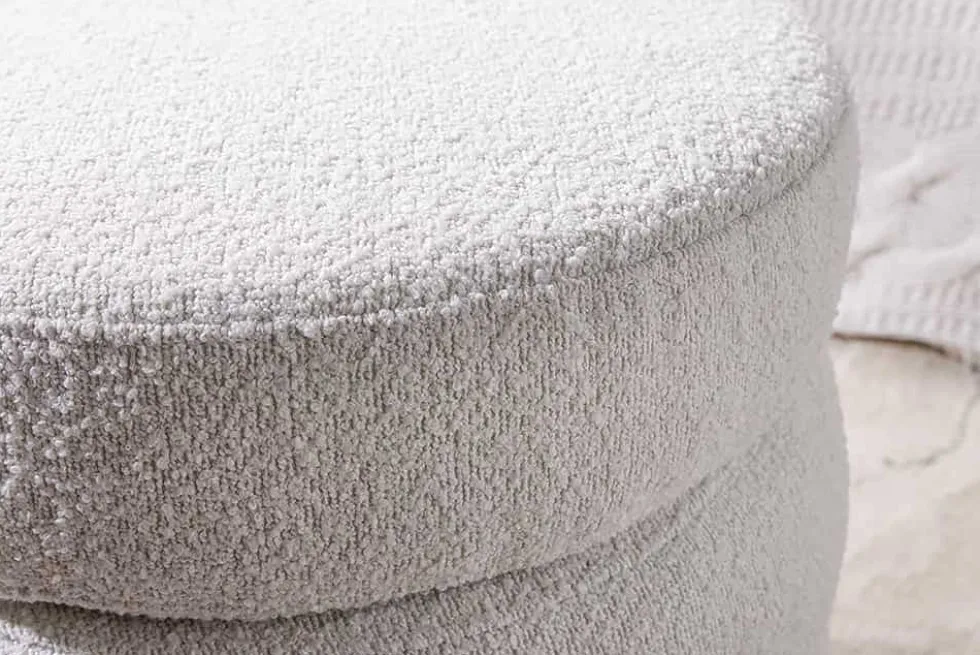 Runder Hocker VOGUE 50cm creme weiß Bouclé Polsterhocker mit Stauraum