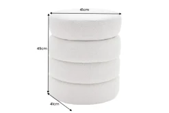 Runder Hocker VOGUE 50cm creme weiß Bouclé Polsterhocker mit Stauraum