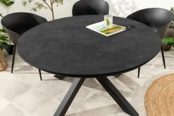 Runder In- und Outdoor Esstisch GALAXY 120cm anthrazit Keramik Aluminium Gartentisch