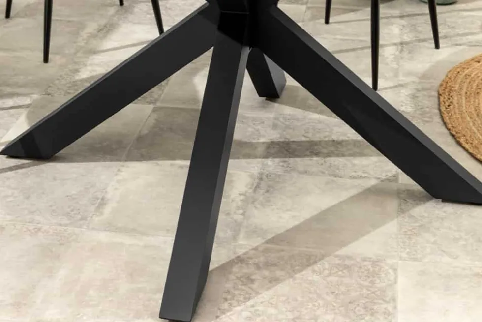 Runder In- und Outdoor Esstisch GALAXY 120cm graphit Keramik anthrazit Aluminium Gartentisch