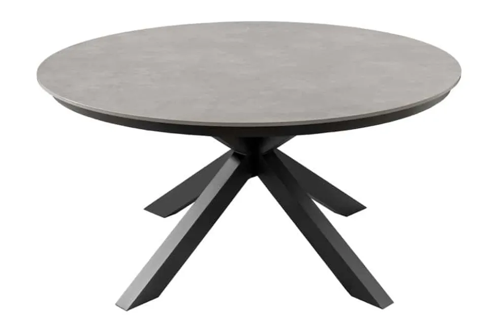 Runder In- und Outdoor Esstisch GALAXY 120cm graphit Keramik anthrazit Aluminium Gartentisch