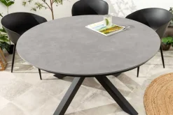 Runder In- und Outdoor Esstisch GALAXY 120cm graphit Keramik anthrazit Aluminium Gartentisch