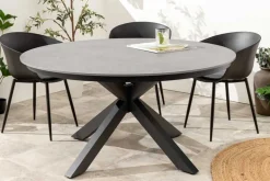 Runder In- und Outdoor Esstisch GALAXY 120cm graphit Keramik anthrazit Aluminium Gartentisch