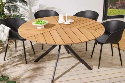 Runder In- und Outdoor Gartentisch DESIGNO 120cm natur Holz-Design anthrazit Metall