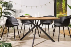 Runder In- und Outdoor Gartentisch DESIGNO 120cm natur Holz-Design anthrazit Metall