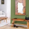 Runder Massivholz Couchtisch MOSAIK 60cm natur Teak Baumstamm handmade