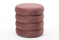 Runder Polsterhocker VOGUE 40cm rosa Samt mit Stauraum