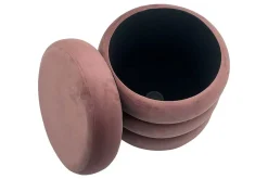 Runder Polsterhocker VOGUE 40cm rosa Samt mit Stauraum