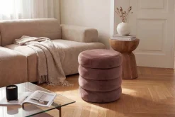 Runder Polsterhocker VOGUE 40cm rosa Samt mit Stauraum