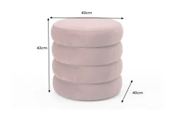 Runder Polsterhocker VOGUE 40cm rosa Samt mit Stauraum