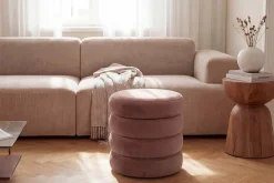 Runder Polsterhocker VOGUE 40cm rosa Samt mit Stauraum