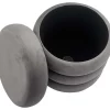 Runder Polsterhocker VOGUE 40cm champagner grau Samt mit Stauraum