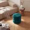 Runder Polsterhocker VOGUE 40cm grün Samt mit Stauraum