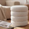 Runder Polsterhocker VOGUE 40cm weiß Bouclé mit Stauraum