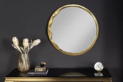 Runder Wandspiegel ABSTRACT 55cm gold Metall handmade
