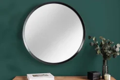 Runder Wandspiegel AMSTERDAM 70cm natur schwarz Eiche Massivholz handmade