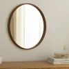 Runder Wandspiegel PORTRAIT 70cm braun in Walnussholz-Design