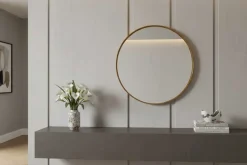 Runder Wandspiegel PORTRAIT 75cm gold mit Metallrahmen