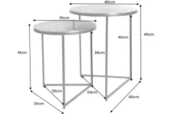 Rundes 2er Set Beistelltisch ELEMENTS 50cm silber antik Krokodil-Design handmade