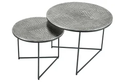 Rundes 2er Set Couchtisch ELEMENTS 60cm silber antik Krokodil-Design handmade