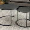Rundes 2er Set Couchtische MOUNTAIN SOUL 60cm schwarz Naturstein Design Metall