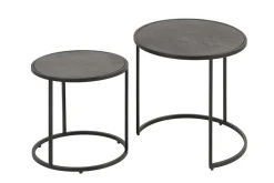 Rundes 2er Set Couchtische MOUNTAIN SOUL 60cm schwarz Naturstein Design Metall
