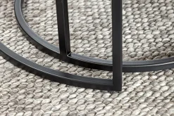 Rundes 2er Set Couchtische MOUNTAIN SOUL 60cm schwarz Naturstein Design Metall