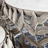 Rundes 2er Set Couchtische ABSTRACT LEAF 70cm weiß silber Marmor Metall Blatt-Design