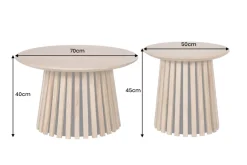Rundes 2er Set Couchtische VALHALLA WOOD 70cm natur braun Akazie Massivholz