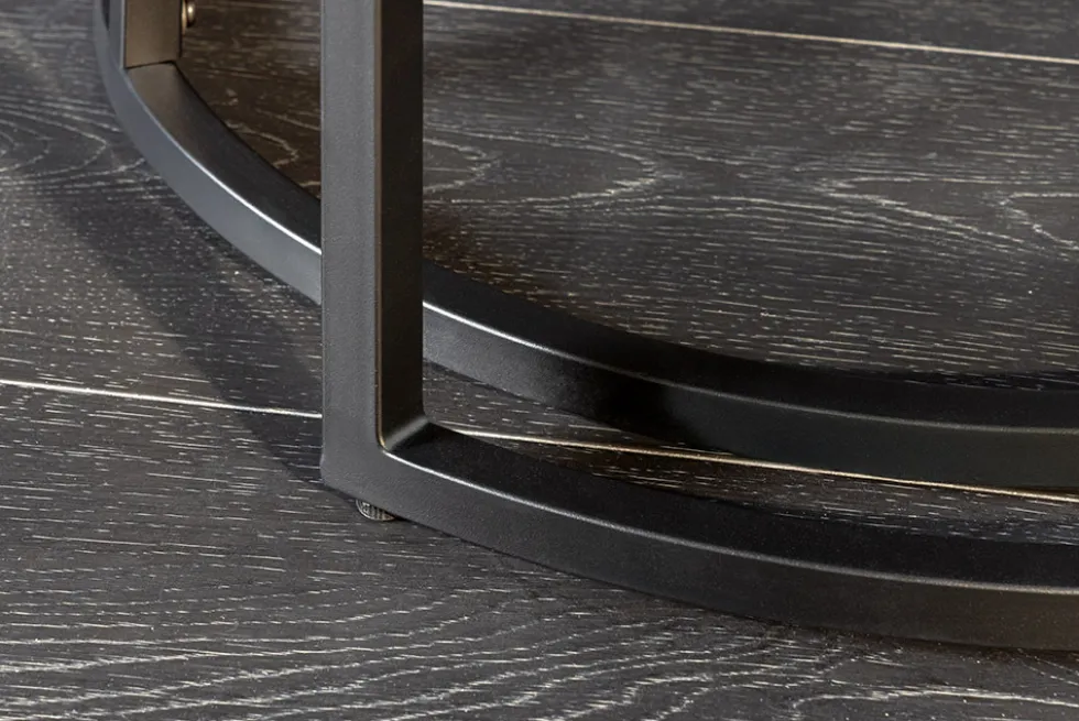 Rundes 2er Set Couchtische ELEGANCE 75cm anthrazit Keramik schwarz Metall