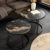 Rundes 2er Set Couchtische ELEGANCE 75cm schwarz gold sand Aurora Oro Keramik
