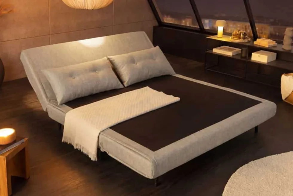 Schlafsessel SMART MULTIFUNCTION 140cm champagner Vogue Seiden Samtstoff