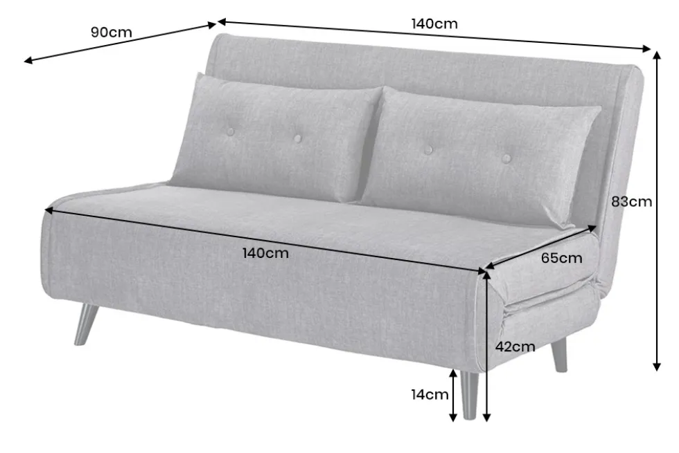 Schlafsessel SMART MULTIFUNCTION 140cm grau Vogue Seiden Samtstoff