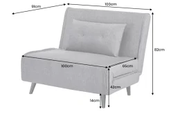 Schlafsessel SMART MULTIFUNCTION 100cm grau Vogue Seiden Samtstoff