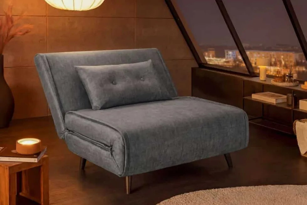 Schlafsessel SMART MULTIFUNCTION 100cm grau Vogue Seiden Samtstoff