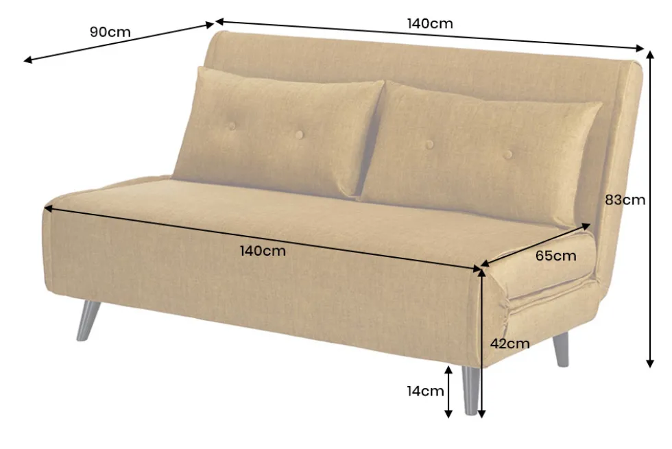 Schlafsessel SMART MULTIFUNCTION 140cm senfgelb Vogue Seiden Samtstoff