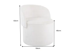 Sessel LUNA 65cm beige Bouclé Polsterhocker mit klappbarer Rückenlehne und Stauraum