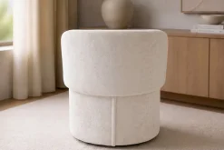Sessel LUNA 65cm beige Bouclé Polsterhocker mit klappbarer Rückenlehne und Stauraum