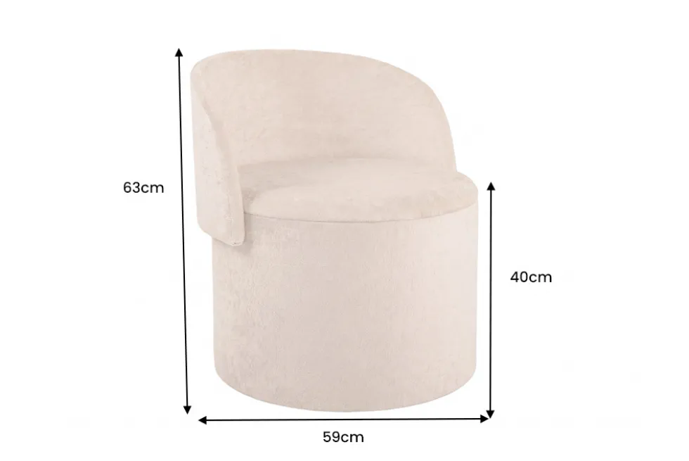 Sessel LUNA 65cm champagner greige Bouclé Polsterhocker mit klappbarer Rückenlehne und Stauraum