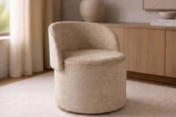 Sessel LUNA 65cm champagner greige Bouclé Polsterhocker mit klappbarer Rückenlehne und Stauraum