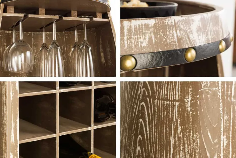Shabby Chic Weinregal BODEGA 100cm natur Pinie Weinfass für 24 Flaschen