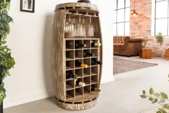 Shabby Chic Weinregal BODEGA 100cm natur Pinie Weinfass für 24 Flaschen