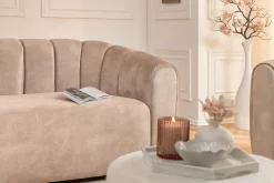 3-Sitzer Sofa BABYLON 200cm champagner beige Samt mit Ziersteppung
