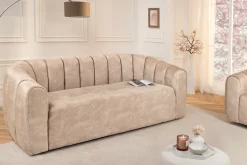 3-Sitzer Sofa BABYLON 200cm champagner beige Samt mit Ziersteppung