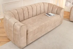 3-Sitzer Sofa BABYLON 200cm champagner beige Samt mit Ziersteppung