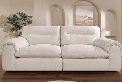 4-Sitzer Sofa SIXTH SENSE 245cm beige Bouclé-Strickstoff mit Nosagfederung und Daunenfedern